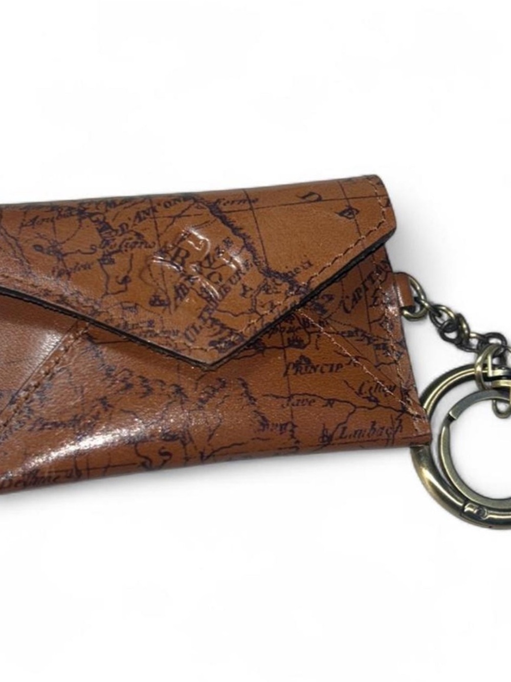 Patricia Nash Brown Map-Print Leather Key Wallet